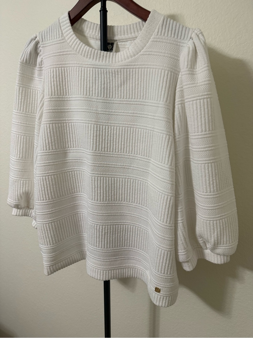Anne Klein White Textured Knit Women's Sweater